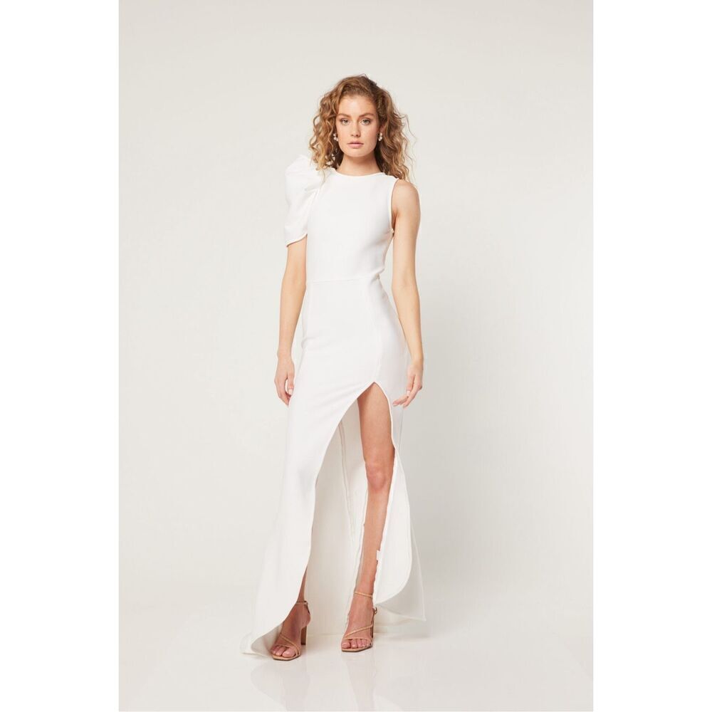 Elliatt Hensley Gown Dress Ivory Evening Maxi Dress size S Bridal Bachelorette - Picture 1 of 7